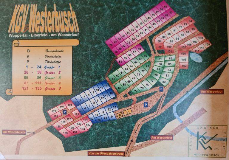 Übersicht der Gartenanlage des KGV Westerbusch e.V. Lageplan der Kleingartenanlage des KGV Westerbusch e.V.